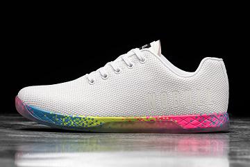 White Nobull Neon Glitch Men's Trainers | CA U1525Z